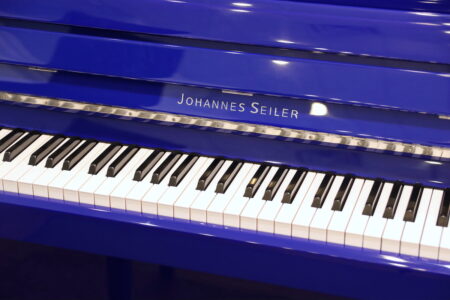 Blue Seiler upright piano