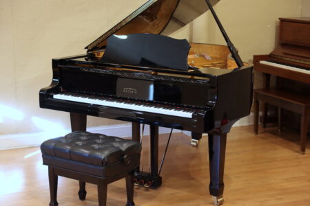 full view of pre-owned Estonia L190 grand piano