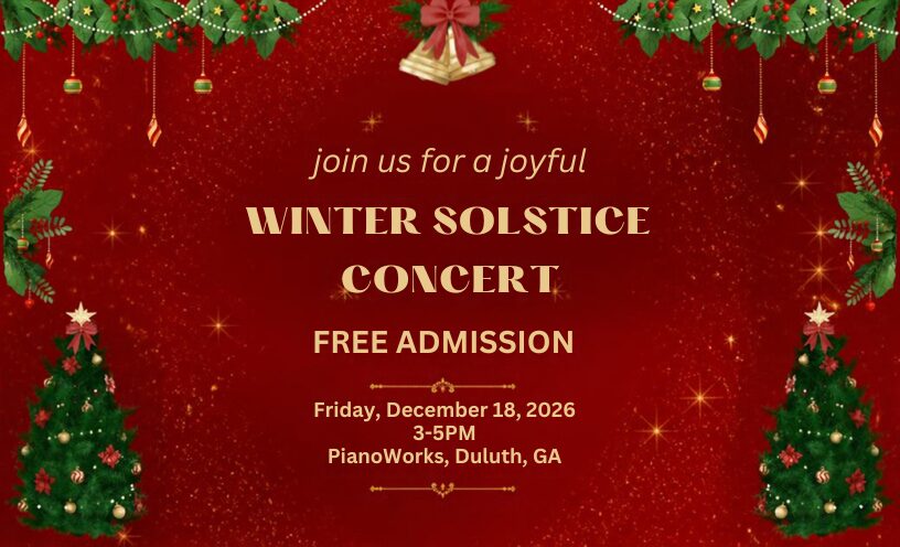 Winter Solstice Concert at PianoWorks | Friday, December 18, 2026 3pm - 5pm